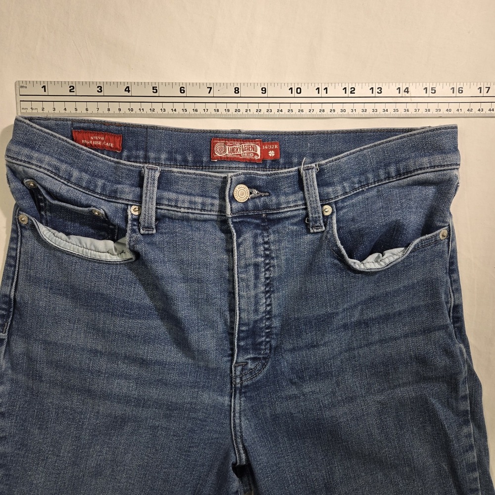 Lucky Brand Jeans Legend ‎ Womens Sz 14/32R Stevie High Rise  Flare Distressed - Picture 13 of 16